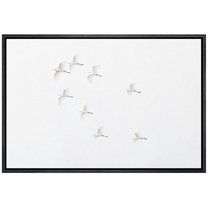 wall26 Framed Canvas Print Wall Art Duotone White Gray Birds Flying in Sky Nature Animals Photography Realism Rustic Scenic Landscape Colorful for Living Room, Bedroom, Office - 16"x24" Bla