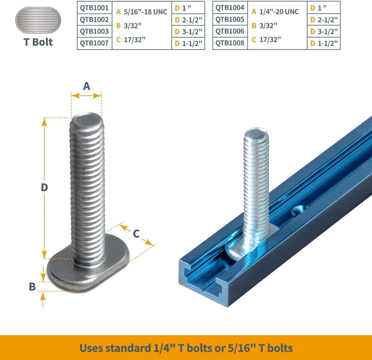 POWERTEC 4PK 48 Inch Universal T track with 100 PCS Wood Screws, Double-Cut Profile T track with Predrilled Mounting Holes (71853)