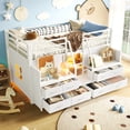 thumbnail image 3 of Harper & Bright Designs Twin Size Low Loft Bed with Storage Drawers and Shelves, Metal Loft Bed Frame with Lights, Light White, 3 of 15