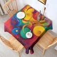 thumbnail image 2 of Colorful Circular Pattern Square Tablecloth,Waterproof Square Table Cover,Wipeable Spillproof Washable Table Cover for Home Kitchen Party Decor 52"x52"(132x132cm), 2 of 6