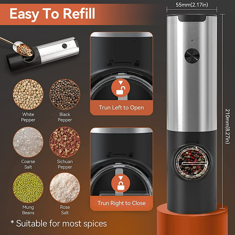 COCOBELA Electric Salt and Pepper Grinder Set W/USB Rechargeable