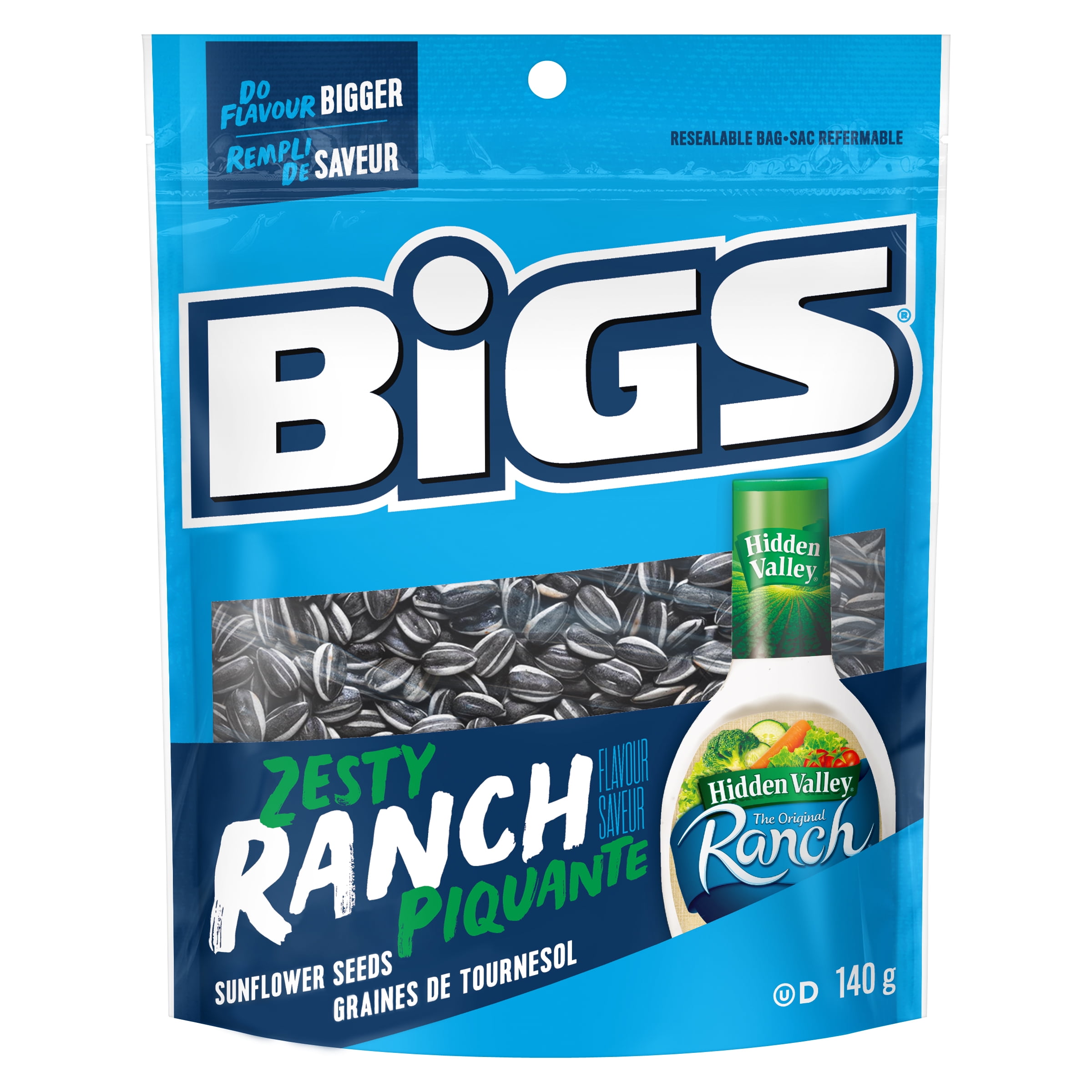 Graines de tournesol à saveur ranch piquante HIDDEN VALLEY BiGS - Teneur élevée en fibres – Sans colorants ni arômes artificiels