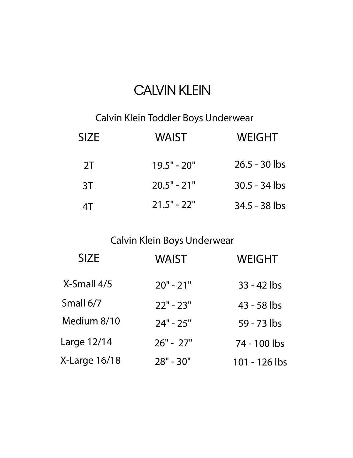 calvin klein underwear sizes chart Off 64% 