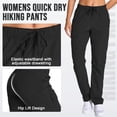 thumbnail image 5 of liyiyiyia Womens Quick Dry Hiking Pants Elastic Waist Black Cargo Pants Lightweight Water Resistant Travel Work Trousers, 5 of 10