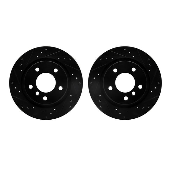 Dynamic Friction Company Rear Brake Rotors-Drilled and Slotted-Black 8002-31080