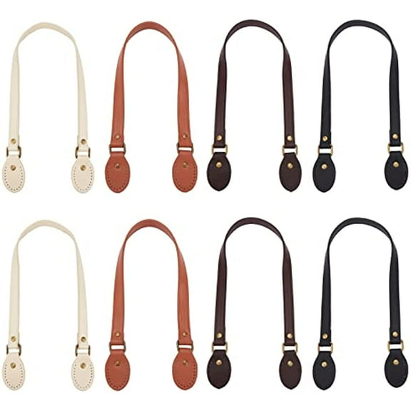 8pcs Purses Bag Straps Handles, 4 Colors Leather Shoulder Strap Short Handbag Crocheted Tote Replacement Accessories Handles with Holes for DIY Purse Straps Craft, 24Inch/62cm