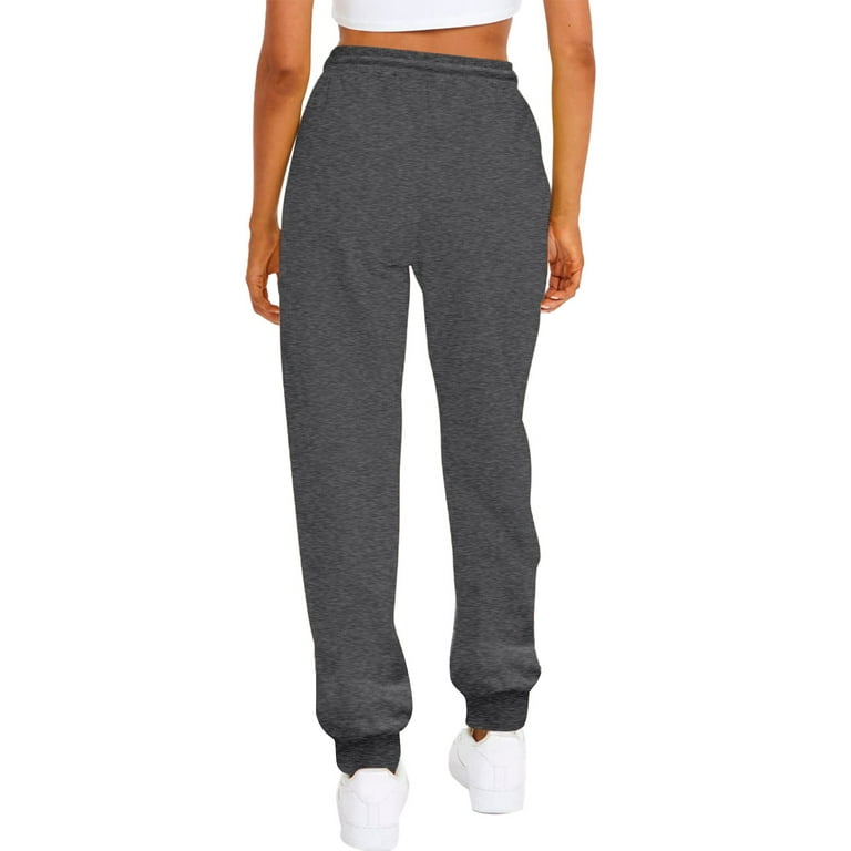 ELFINDEA Lounge Pants Women Fashion Sport Solid Color Drawstring Pocket  Casual Sweatpants Pants Dark Gray XL