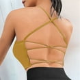 thumbnail image 2 of Women Summer Tops Women's Sports Bra Padded Crossback Bustier Without Underwire Spaghetti Straps Fitness Bra Push Up Stretch Longline Sports Top Top Compression Shirt Woman Supportive Tube Yellow One, 2 of 6