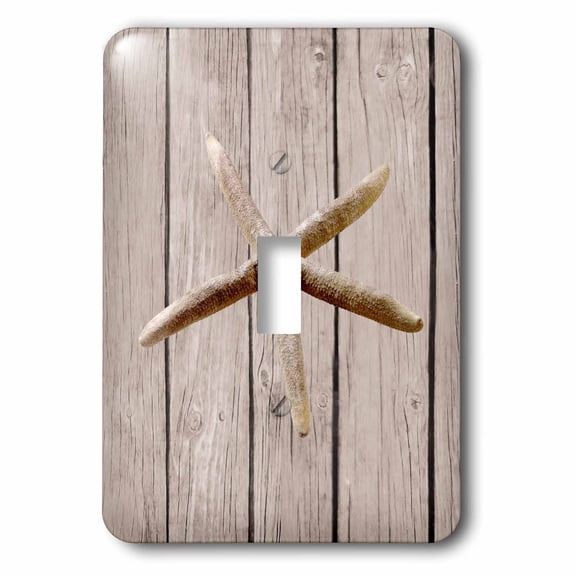 3dRose, Rustic Faux image of Wood with Starfish, single toggle switch