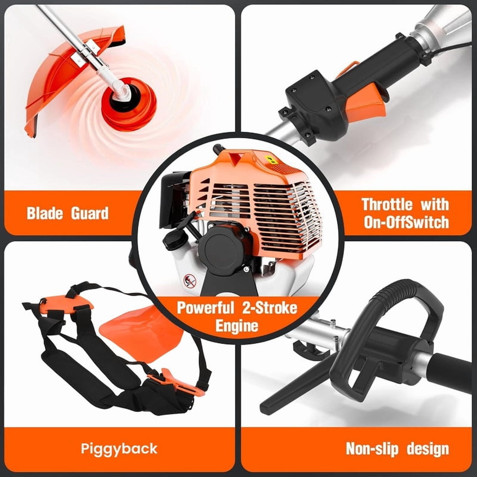 YNCE 52cc Gas Weed Eater,5 in 1 Gas Weed Eate with Hedge Trimmer Chainsaw Brush Cutter,2-Cycle Gas String Trimmers for Weeds and Grass.