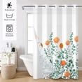 thumbnail image 5 of Mizhona Shower Curtain with Snap in Liner,Orange Floral No Hook Fabric Bath Curtain,71"x74", 5 of 8