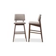 thumbnail image 4 of Baxton Studio Colton Mid-Century Modern Light Gray Fabric Upholstered and Walnut-Finished Wood Bar Stool, 4 of 5