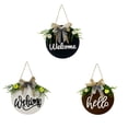 thumbnail image 2 of Wooden Welcome Sign with Bowknot Ribbon Front Door 1 5 Porch Gate Hanging Round Plaque Board, White Ribbon, 2 of 7