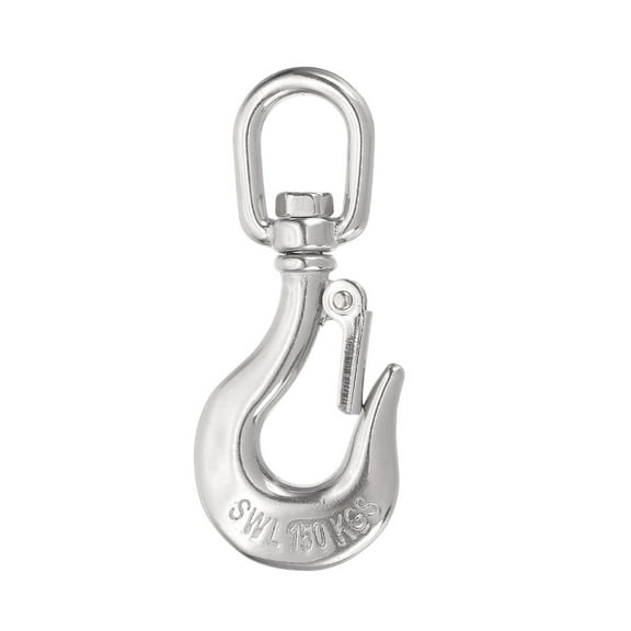 Uxcell 3/16" Slip Hook, 316 Stainless Steel Swivel Lifting Hook 330 lbs Capacity Rotatable Chain Clevis Hooks Safety Chain Hooks for Crane, Fishing Boat, Port Transportation