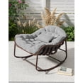thumbnail image 2 of Large Oversized Papasan Rocking Chair with Upholstered Cushion and Metal Frame, Outdoor Indoor Wicker Lounge Chair, Patio Brown Rattan Egg Rocker for Balcony Backyard Porch Bedroom, 2 of 6