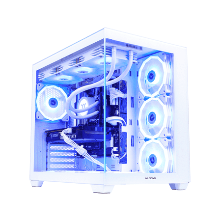MLOONG Gaming PC Desktop, AMD Ryzen 7 7700, GeForce RTX 5060Ti, 32GB DDR5 RAM, 1TB NVME SSD, 600W PSU, Windows 11, WIFI, White