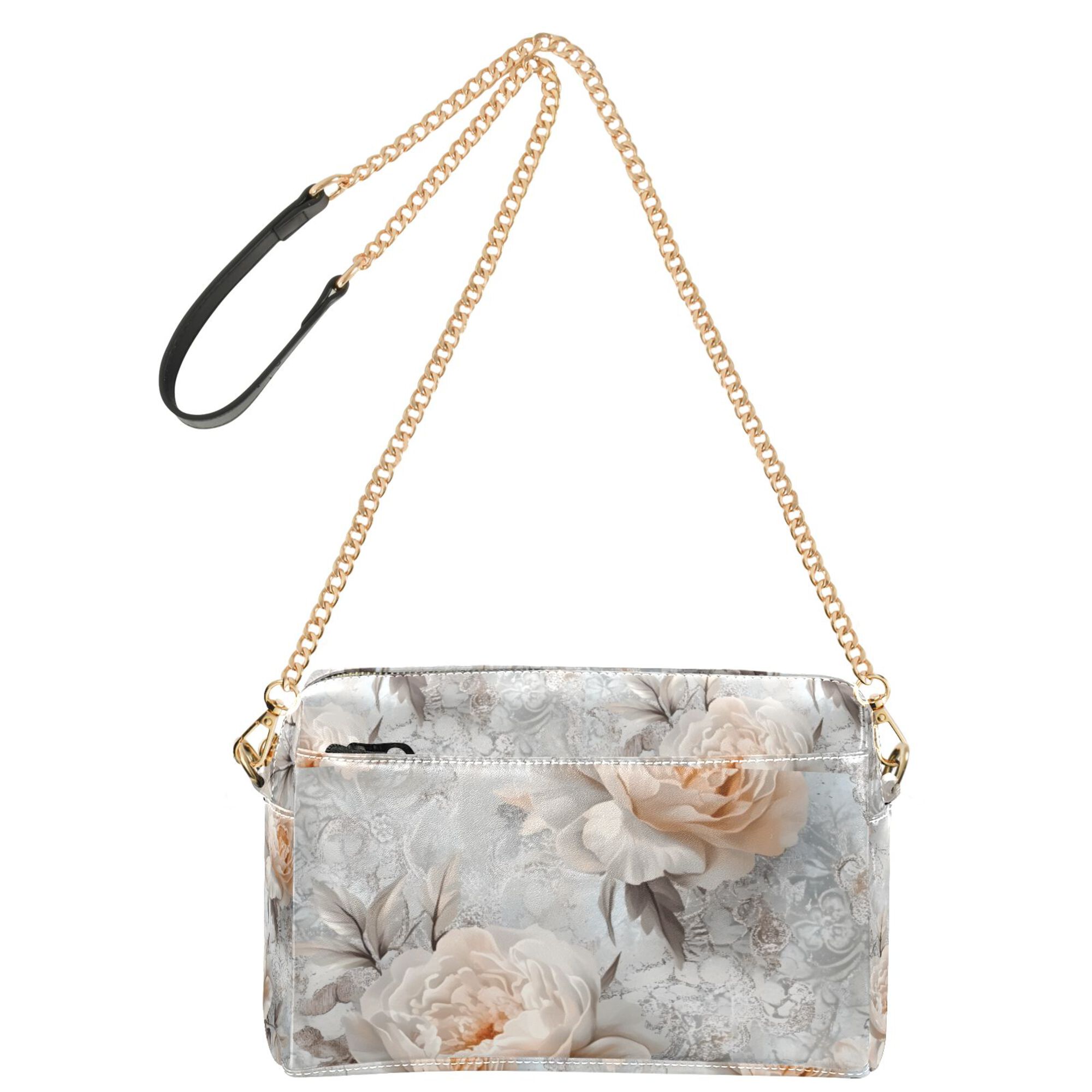 FORMRS Women Crossbody Purse with Chain Strap Vegan Leather Shoulder Handbag, Beautiful Floral