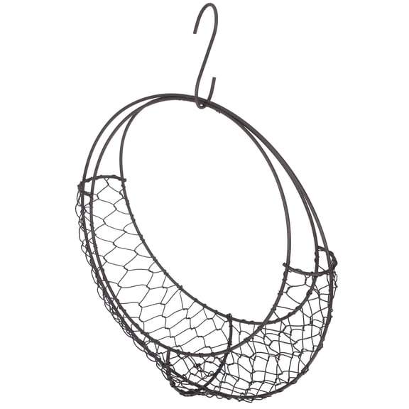 BESTONZON Moon Shape Wire Hanging Basket Black Metal Frame for Indoor Outdoor Decor