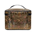 thumbnail image 2 of HELLHERO Maple Leaf Pattern Double Zipper Cosmetic Bag with Brush Slots Multi-Function Makeup Organizer Makeup Beauty Bag Practical Women Travel Storage, 2 of 4