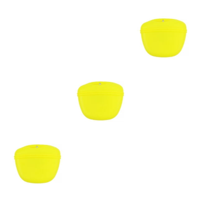 QualitChoice Sac de Taille en Silicone pour l'Entraînement des Animaux, Récompense, Collations, Mains Libres, Pochette de Rangement, Sacs Alimentaires, Marche, Voyage, Jaune 3Ensemble