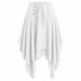 thumbnail image 5 of Ashirexll Skirts for Women Summer Lightweight Solid Color High Waist Vintage Irregular Lace-Up Mini Skirt White XXL, 5 of 7