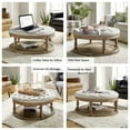 thumbnail image 6 of 36'' Large Round Ottoman Tufted Coffee Table with Storage Wood Legs Home Living Room Ivory, 6 of 9