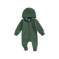 thumbnail image 1 of SUNSIOM Baby Boys Girls Fall Jumpsuits Long Sleeve Solid Color Zip Up Hooded Rompers Newborn Outfit, 1 of 8