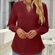 thumbnail image 3 of Camisa de manga larga para mujer, blusa tipo túnica con cuello en V, camisa de encaje de moda, 3 of 5