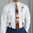 thumbnail image 3 of Geometric Plaid Men's Tie - Classic Satin Business Necktie, Dry Clean Only, 3 of 5