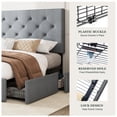 thumbnail image 5 of Amolife Queen Size Platform Bed Frame with Diamond-stitched Headboard and 4 Drawers, Light Gray, 5 of 7