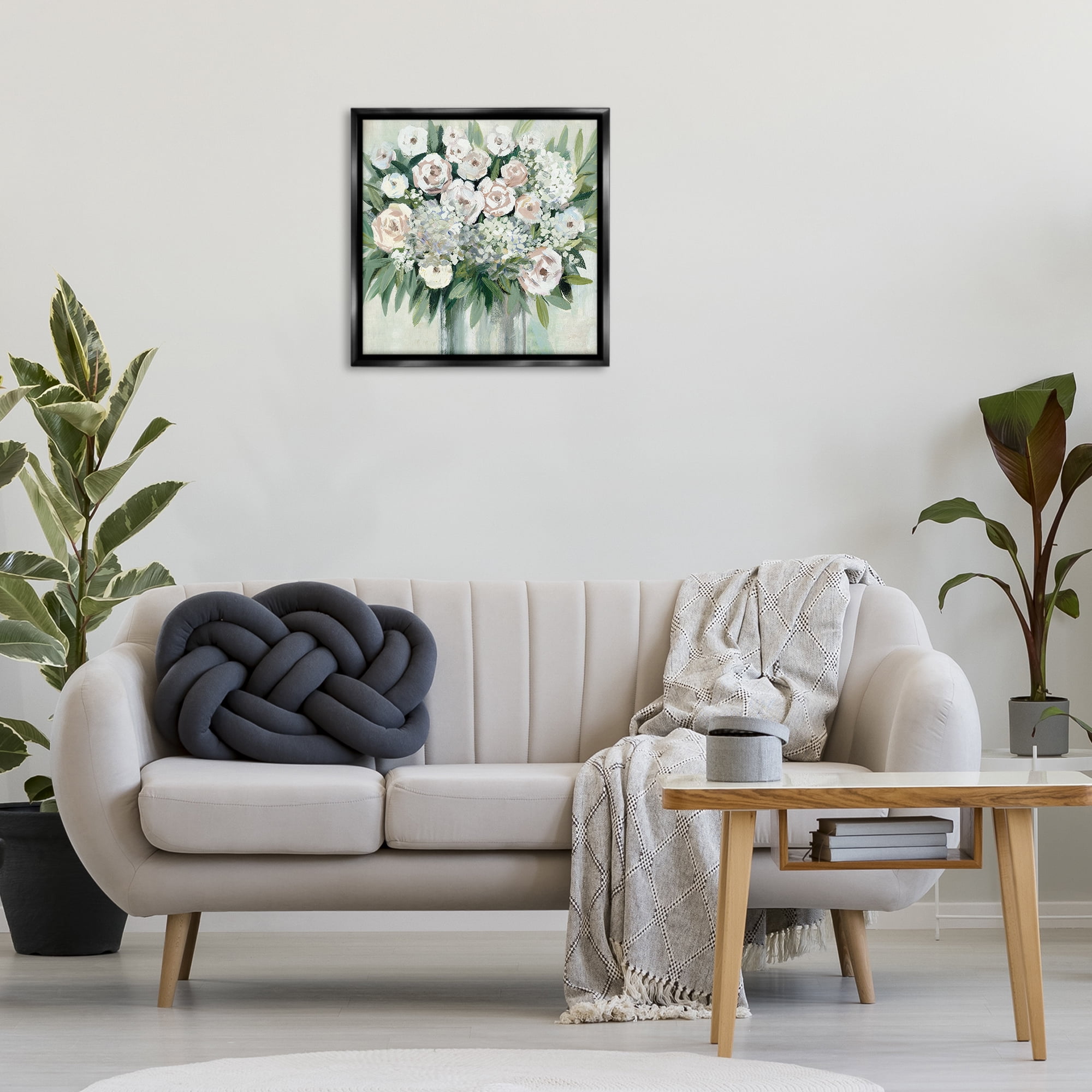 Stupell Industries Charming Brushed Roses Plants & Flowers Painting Black Floater Framed Canvas Art Print Wall Art, 25 x 25