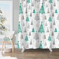thumbnail image 3 of Christmas Shower Curtain, Green and Gray Xmas Trees with Stars and Snow Pattern Shower Curtains for Bathroom Decor, Winter Snowflake Pine Tree Bathroom Curtains, 71x71 Inch, 3 of 6