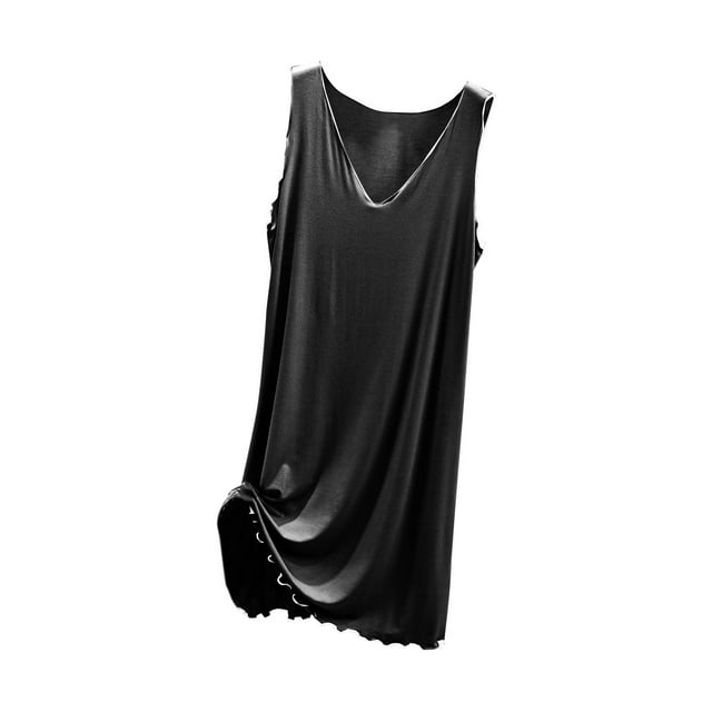 Timegard Robe de Nuit pour Femmes à Col en V, à Volants, Sans Manches, Robe Chemise Confortable et Douce, Robe Débardeur, Vêtement de Nuit