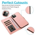 thumbnail image 4 of Dteck Case for iPhone 12 Pro/iPhone 12 6.1-inch,Detachable Case Card Holder Wallet Magnetic Leather 2 in 1 Design Shockproof Kickstand Cover Support Magnetic Car Mount Case,Rosegold, 4 of 7