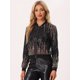 thumbnail image 2 of Chaqueta de Lentejuelas Allegra K para Mujer Brillante Ombre Manga Larga Cremallera Negro L, 2 of 6