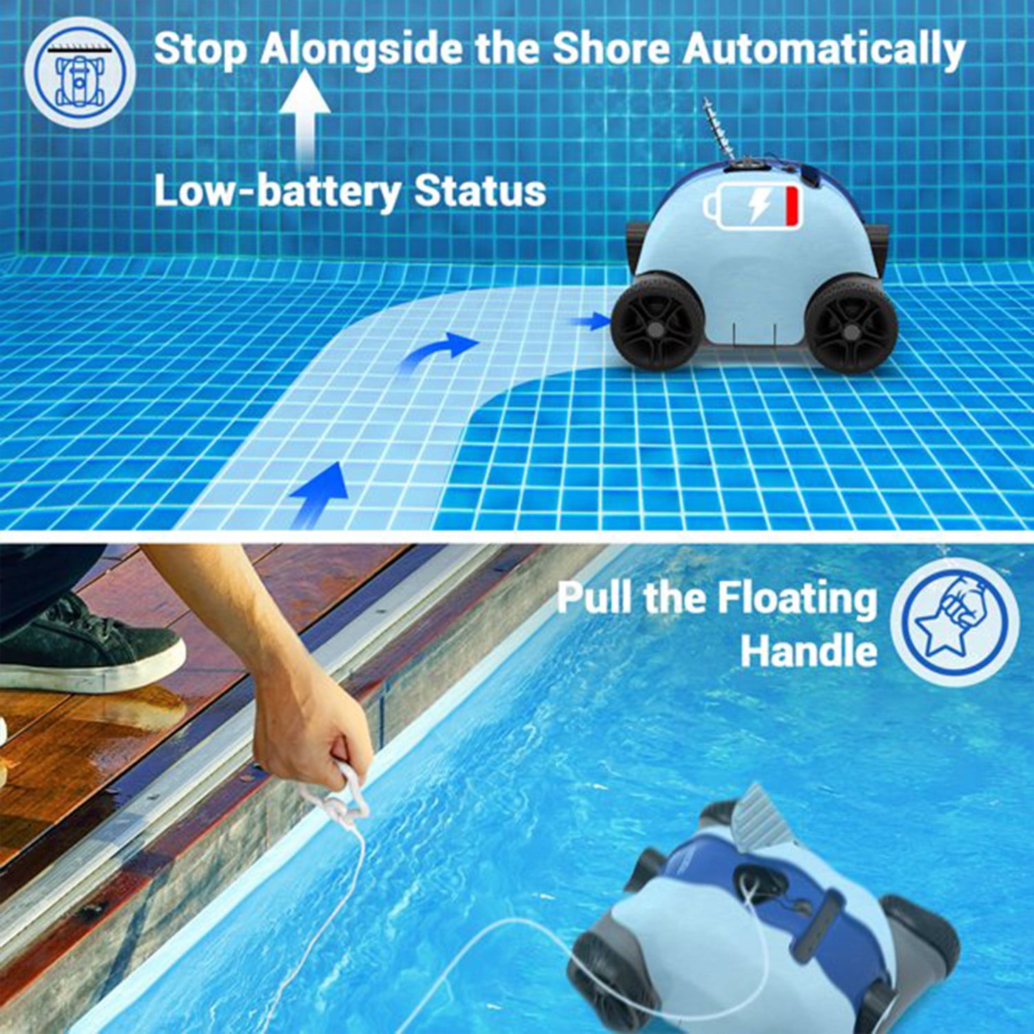 Ausono Cordless Automatic In Ground & Above Ground Swimming Pool Cleaner