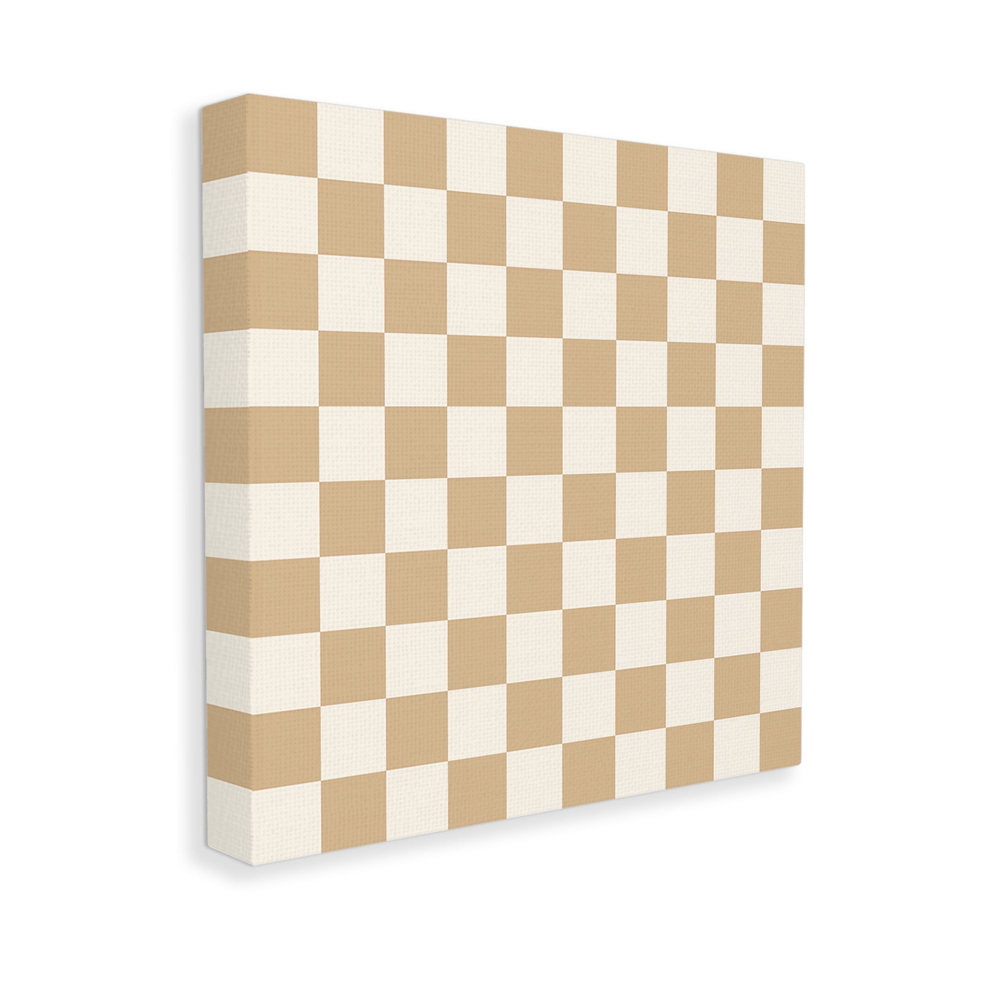 Stupell Industries Neutral Checkered Pattern Abstract Painting Gallery Wrapped Canvas Art Print Wall Art, 36 x 36