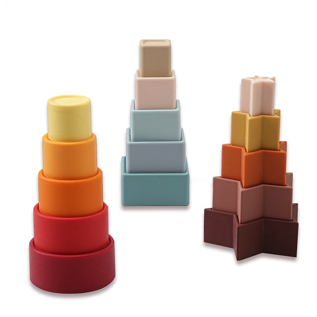 Baby Stacking & Puzzle Toy Set for 0-3 Years - Food-Grade Silicone, Bite-Safe, Educational Stacker for Cognitive Development & DIY Creativity, Early Learning Toy Without Drawing Board, Global Market