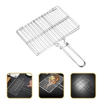 HEATSHAKING Stainless Steel Fish Grill Basket with Handle for BBQ Grilling 9.84x5.12 Inches