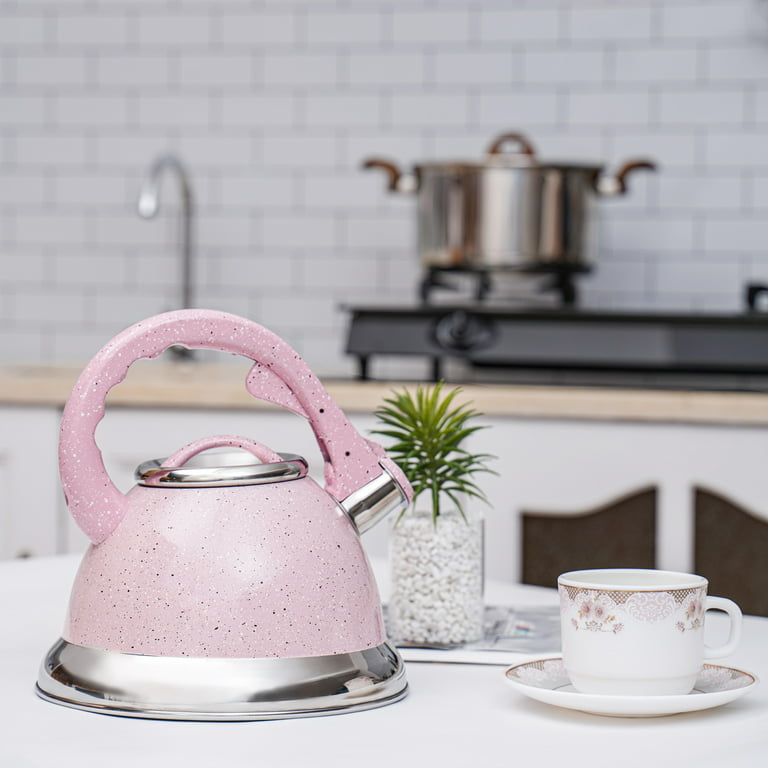 ARC USA 0034 3.2L Pink Tea Kettle Food Grade Stainless Steel with Heat  Resistance Handle and Loud Whistle
