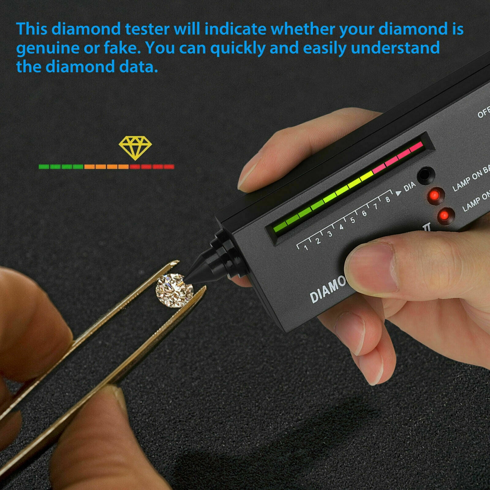 Yosoo Gemstone Diamond Tester,Portable LED Audio Diamond Tester Jewelry  Jewelry Gem Gemstone Selector Precision Tool,Gemstone Tester,Diamond Tester  Tool 
