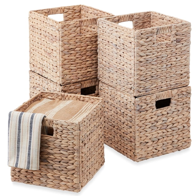 Juego de 5 cestas de almacenamiento Best Choice Products con forma de jacinto, color blanco