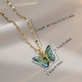 thumbnail image 3 of Blue & Golden Butterfly Pendant Necklace with Sparkling Zirconia Accents - Chic Resin & Copper, Stainless Steel Chain - Perfect Fashion Accessory for Women,Golden, 3 of 5
