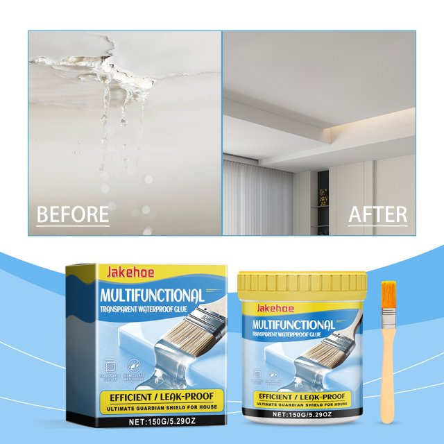 Xihbxyly Pegamento Impermeable Multifuncional, Fuerte Adhesión, Acabado Transparente E Invisible, Protección Impermeable Duradera, Multiusos para Materiales, Hogar y Oficina, 150 G con Pincel.
