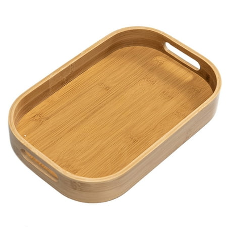 

Bamboo Rectangle Serving Tray Wood Plate Tea Food Dishe Drink Platter Food Plate Dinner Beef Steak Fruit Tray A
