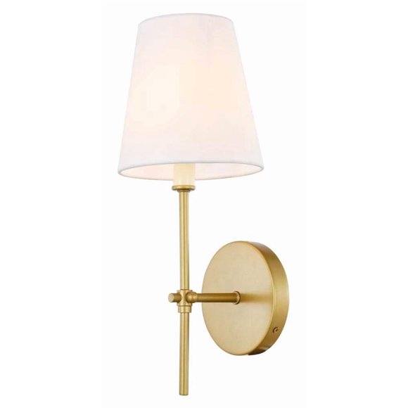 Aplique de Pared Geakv Mel 1 Luz Latón con Pantalla de Tela Blanca