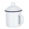 thumbnail image 1 of HONMEET White Enamel Camping Coffee Mug with Handle Heat Resistant Lid for Travel, 1 of 8