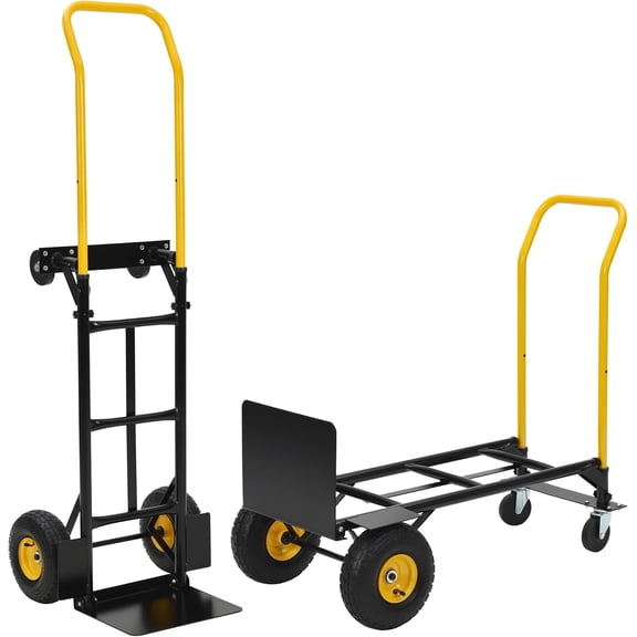 Dolly Cart with Wheels - Heavy Duty 2-in-1 Hand Truck | 800LB Capacity Dolly Cart with 4 Non-Flat Wheels | for Moving, Warehouse, Office, Grocery, Garden & Industrial Use$$Tools