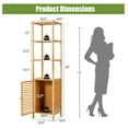 thumbnail image 3 of REKHH Bathroom Cabinet, 65 Inch Tall Slim Bathroom Storage Cabinet with Shutter Door and 3 Open Shelves, Narrow Multifunctional Tower Cabinet, Natural Bamboo, 15.5 x 14.5 x 65 Inch, 3 of 9