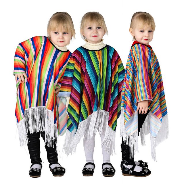 Disfraz mexicano de Halloween para niños Capa estilo étnico mexicano Capa estilo mexicano Uso versátil